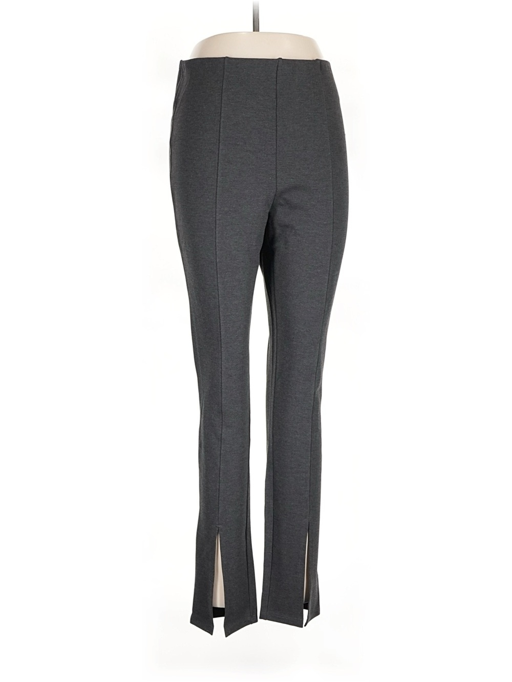 NWT Old Navy Large Slim Ponte Pants with Front Seam and Ankle Slits — Charcoal